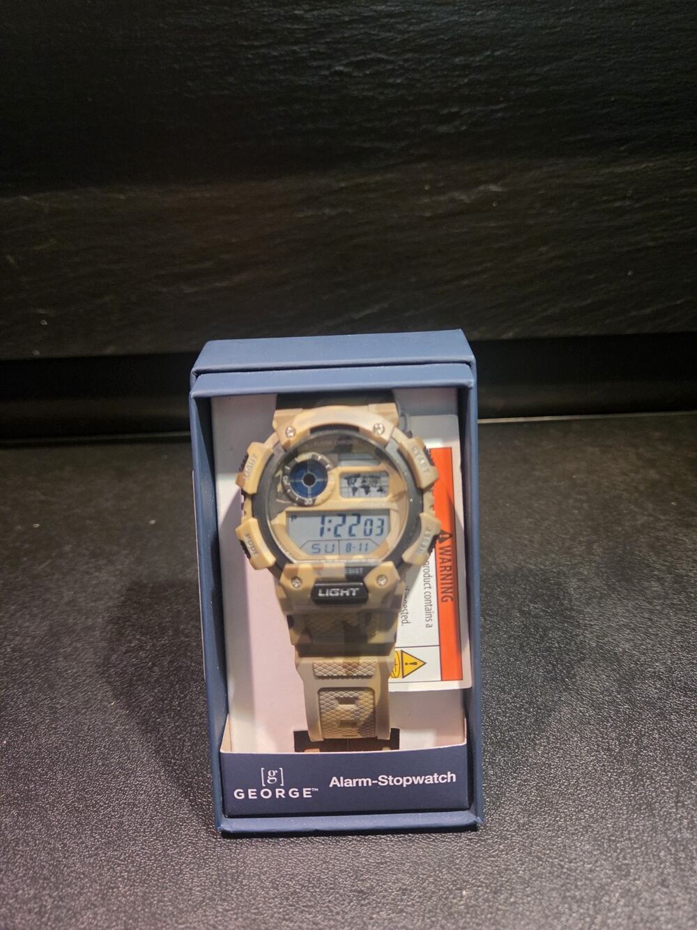 George Alarm-Stopwatch Digital Camo Resin Watch Alarm Chrono Backlight Box New